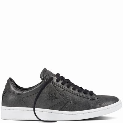 Converse Pro Leather Lp Low Tops Womens - Black/Black/White Shoes (508NHGOK)